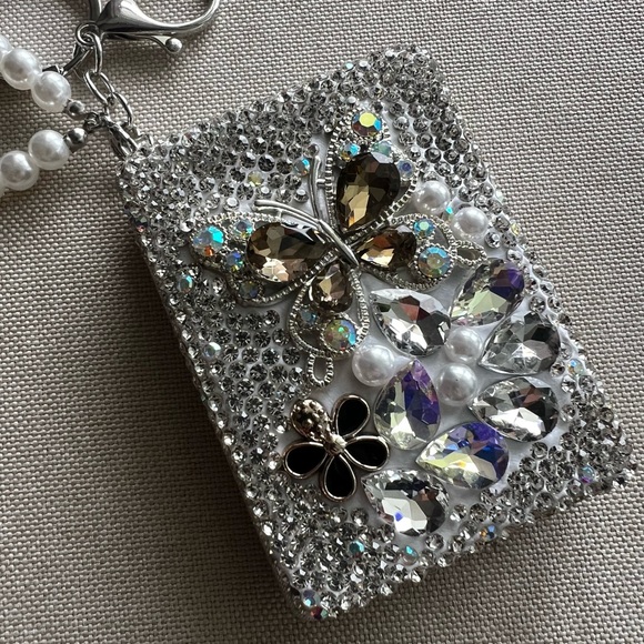 Rhinestone Compact Mirror – Magnifying – New – Wrist Strap - key chain - Picture 4 of 11